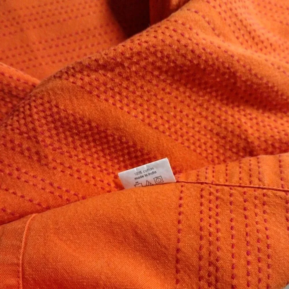 Set of 4 Tag Cotton Napkins Orange 18-18.5 inch Square Lunch Dinner Table Scape